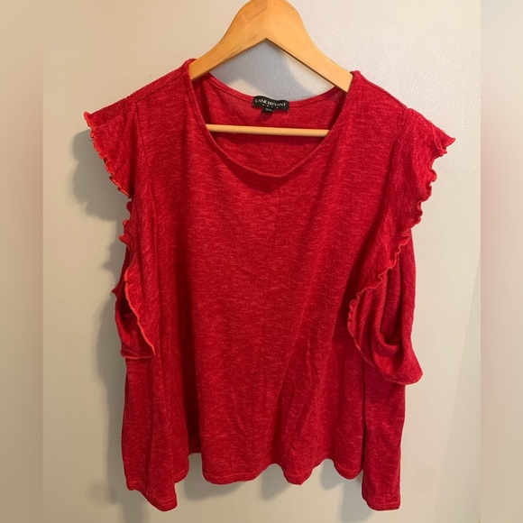 Lane Bryant Red Ruffle Sleeve Top - Size 14/16 - Picture 5 of 8